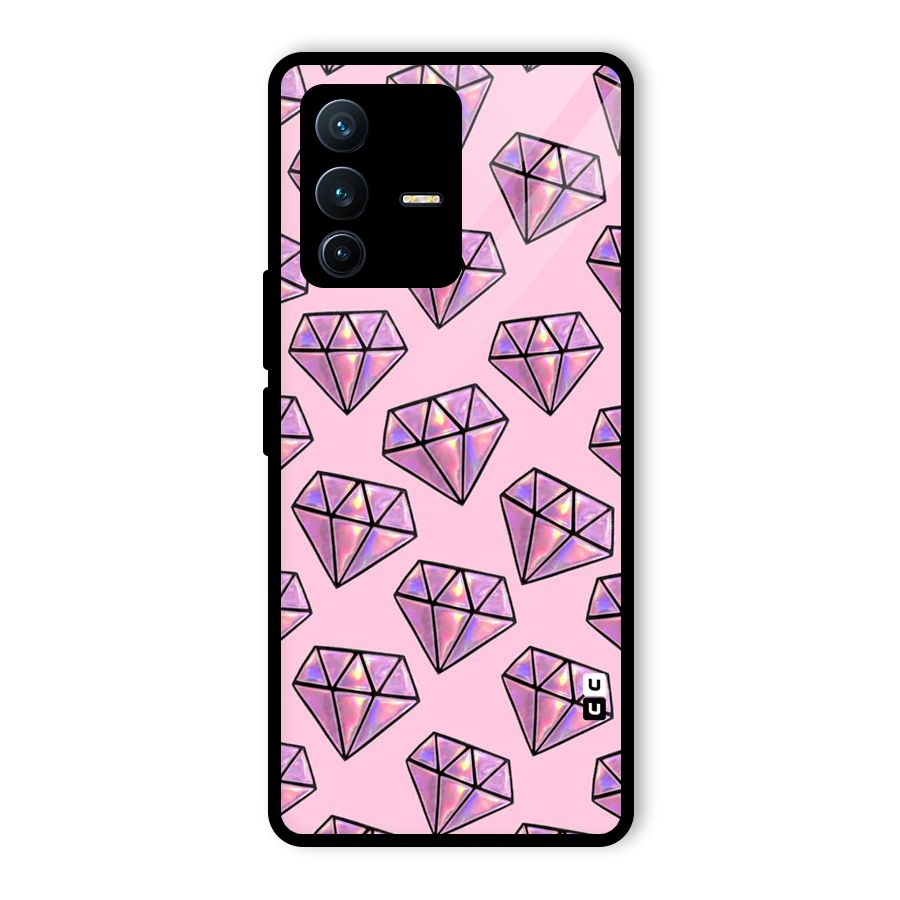 Purple Diamond Designs Glass Back Case for Vivo V23 Pro