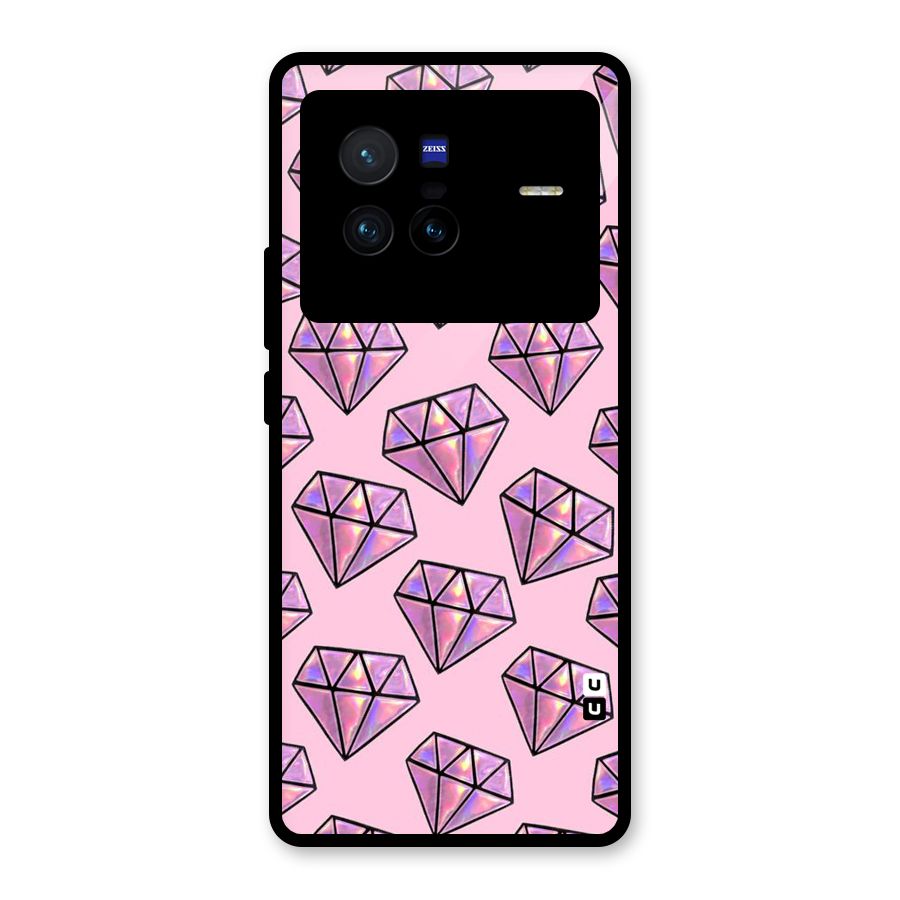 Purple Diamond Designs Glass Back Case for Vivo X80