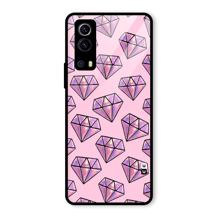 Purple Diamond Designs Glass Back Case for Vivo iQOO Z3