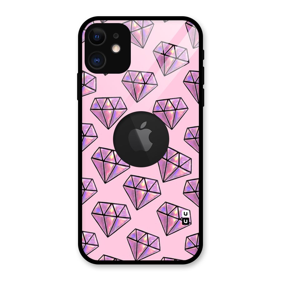 Purple Diamond Designs Glass Back Case for iPhone 11 Logo Cut