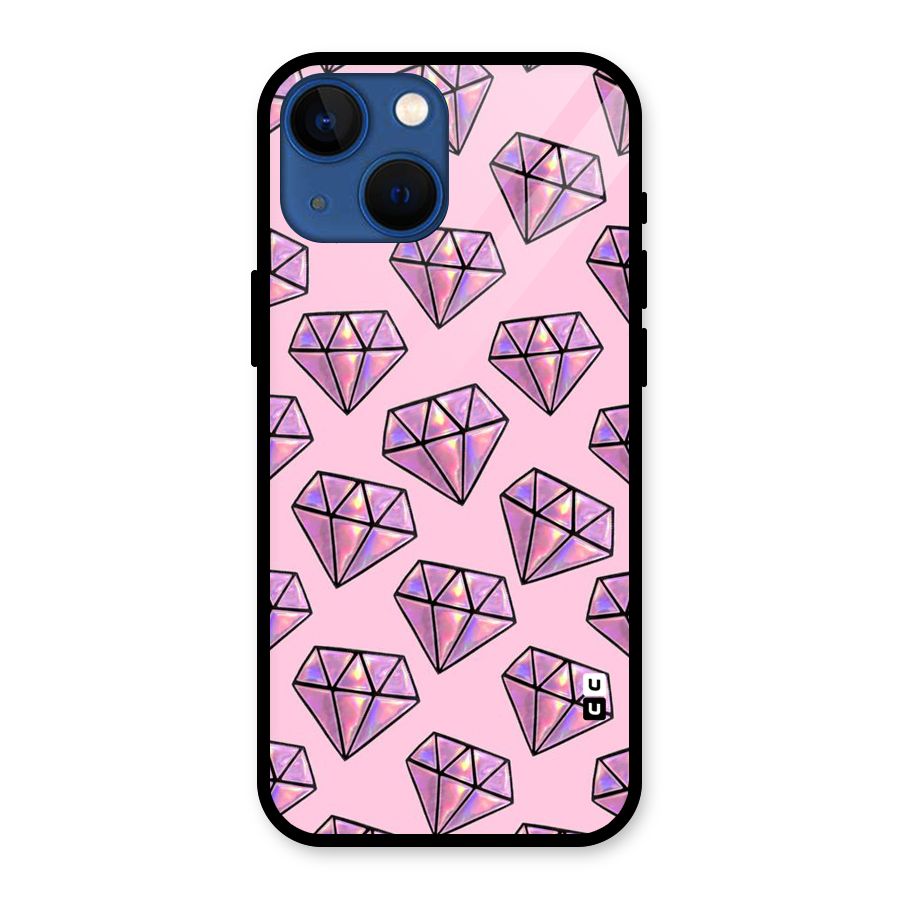 Purple Diamond Designs Glass Back Case for iPhone 13 Mini