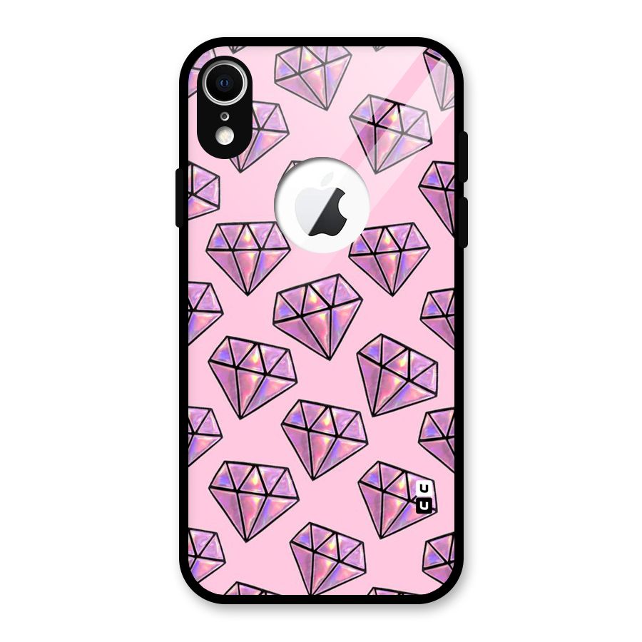 Purple Diamond Designs Glass Back Case for iPhone XR Logo Cut