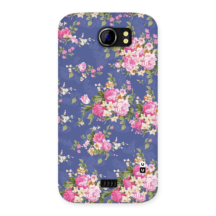 Purple Pink Floral Back Case for Micromax Canvas 2 A110