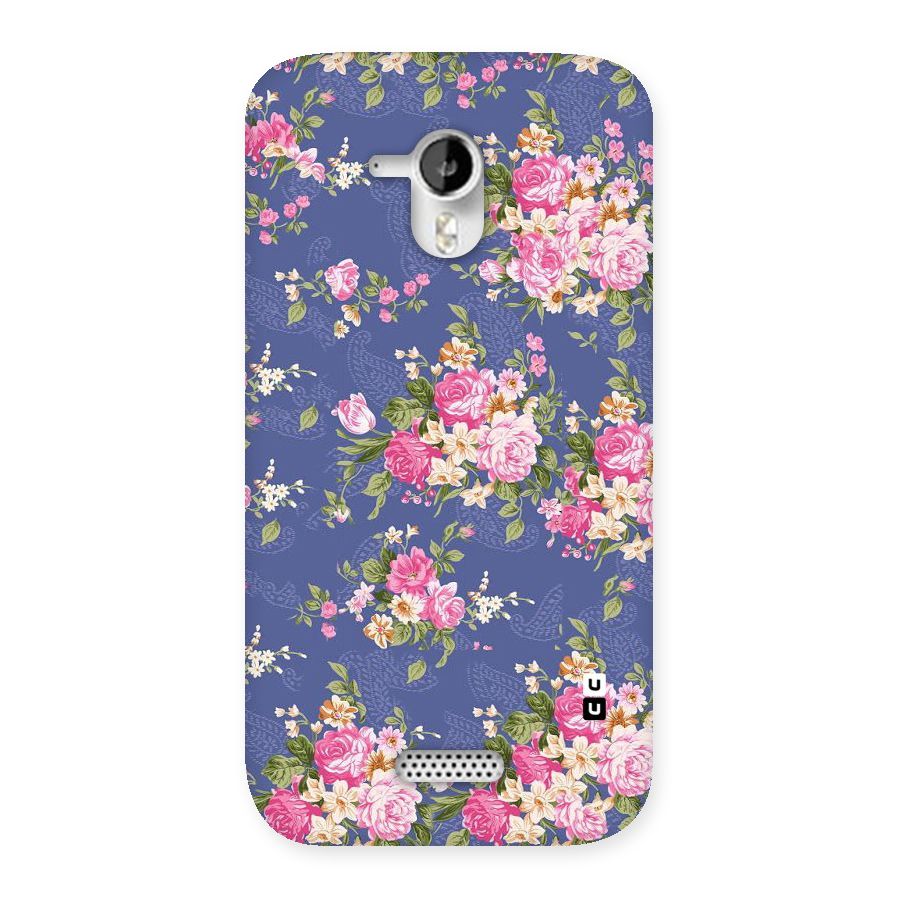 Purple Pink Floral Back Case for Micromax Canvas HD A116