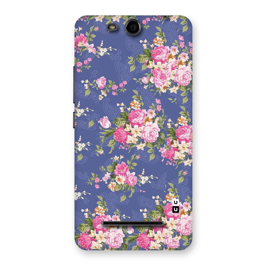 Purple Pink Floral Back Case for Micromax Canvas Juice 3 Q392