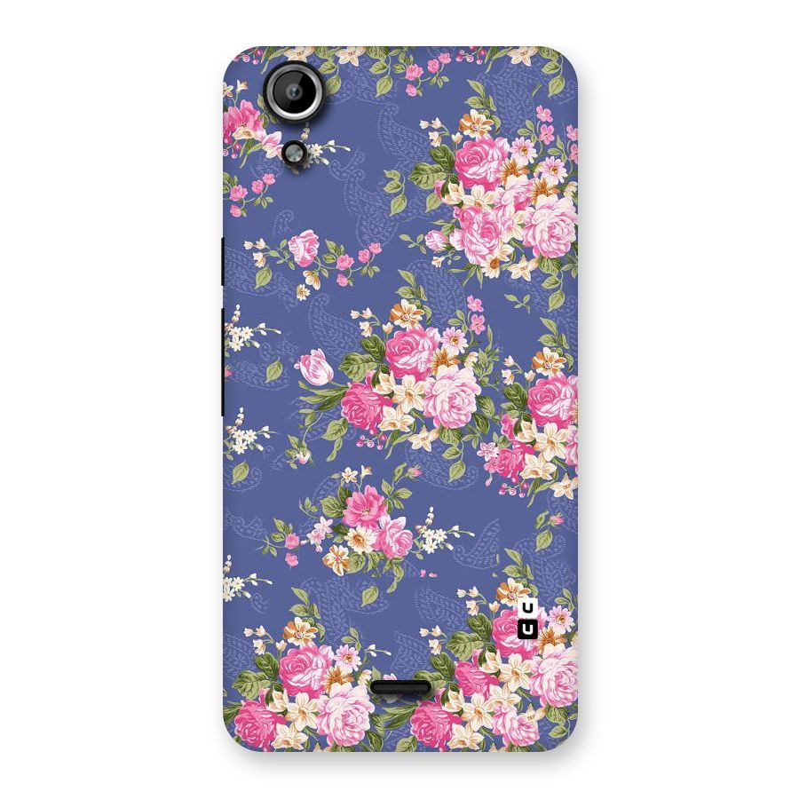 Purple Pink Floral Back Case for Micromax Canvas Selfie Lens Q345