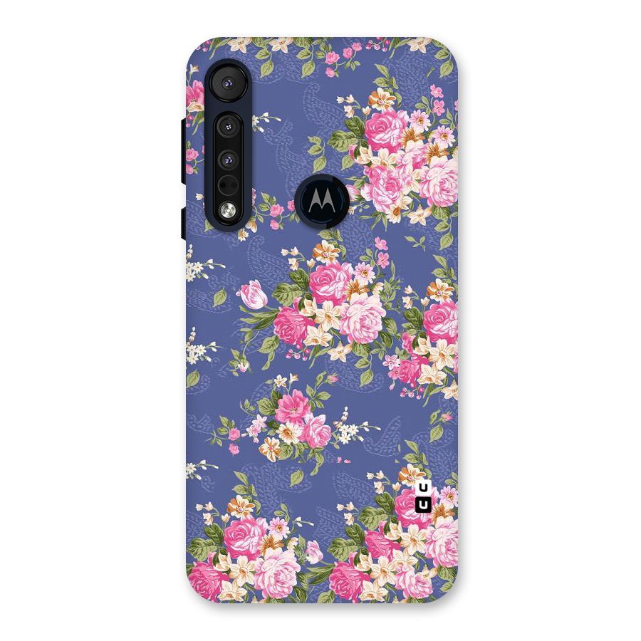 Purple Pink Floral Back Case for Motorola One Macro