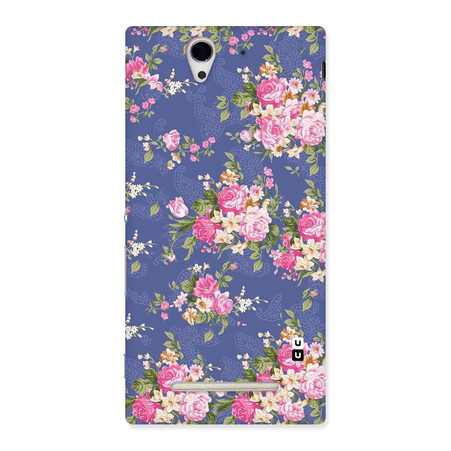 Purple Pink Floral Back Case for Sony Xperia C3