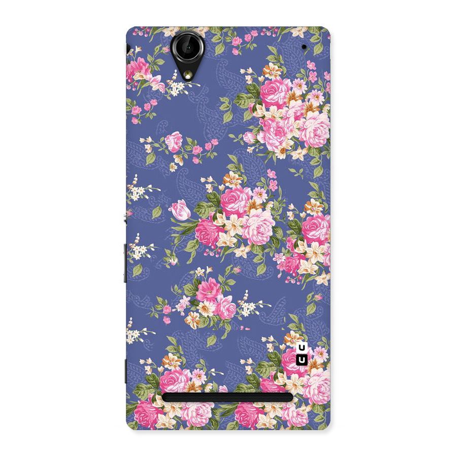 Purple Pink Floral Back Case for Sony Xperia T2