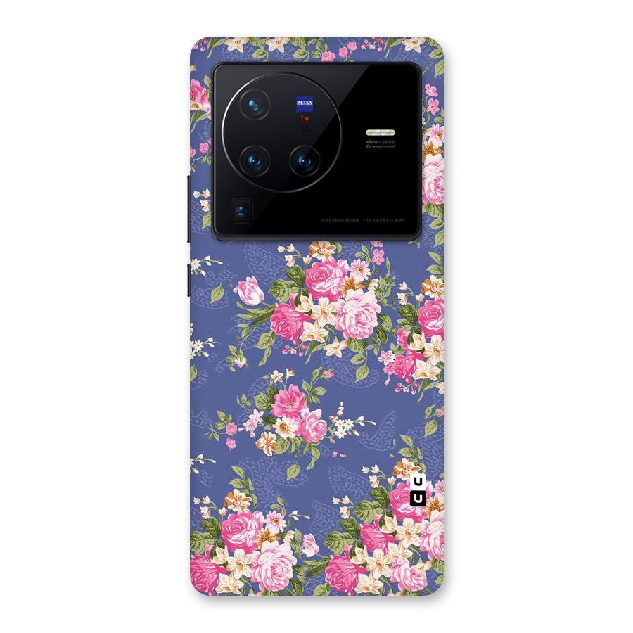 Purple Pink Floral Back Case for Vivo X80 Pro