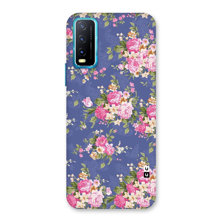 Purple Pink Floral Back Case for Vivo Y20A