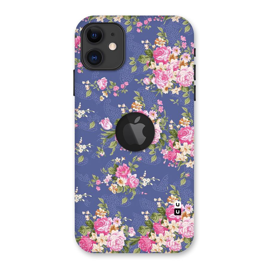 Purple Pink Floral Back Case for iPhone 11 Logo Cut