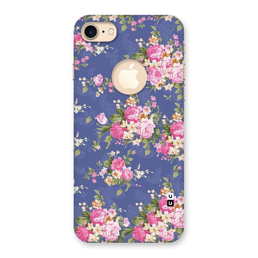 Purple Pink Floral Back Case for iPhone 7 Logo Cut