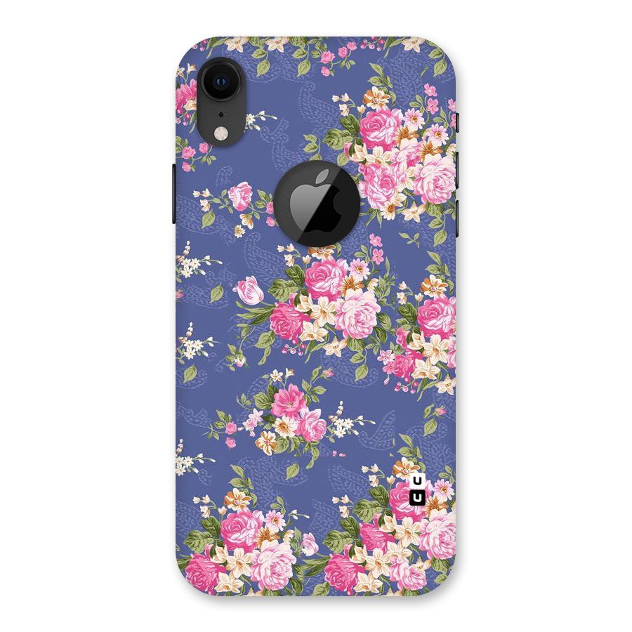 Purple Pink Floral Back Case for iPhone XR Logo Cut