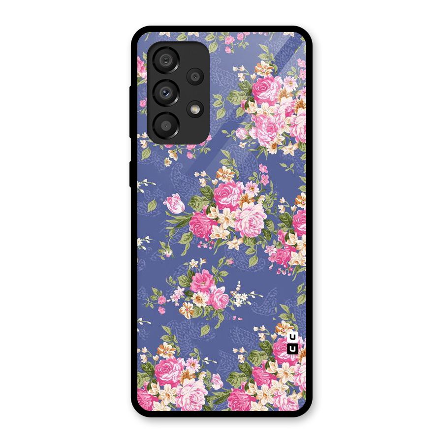 Purple Pink Floral Glass Back Case for Galaxy A33 5G