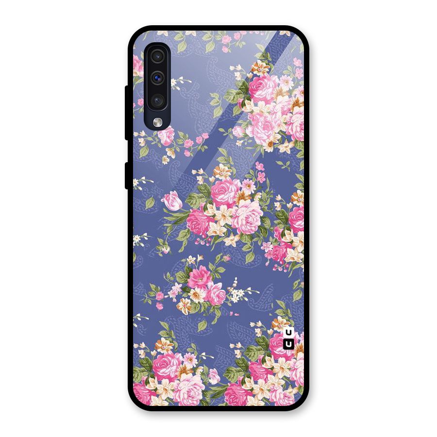 Purple Pink Floral Glass Back Case for Galaxy A50