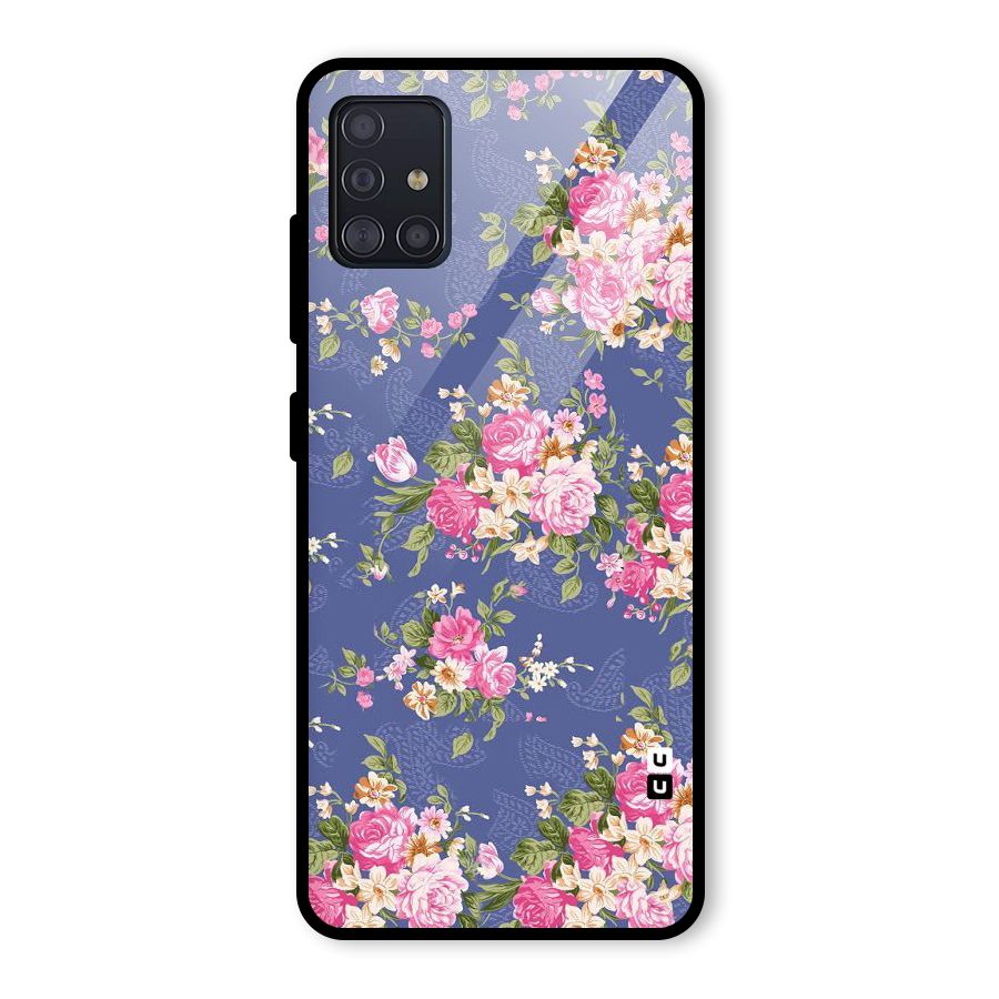 Purple Pink Floral Glass Back Case for Galaxy A51