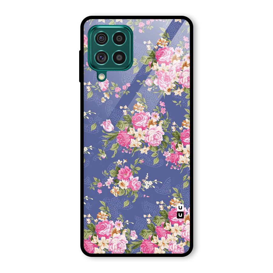 Purple Pink Floral Glass Back Case for Galaxy F62
