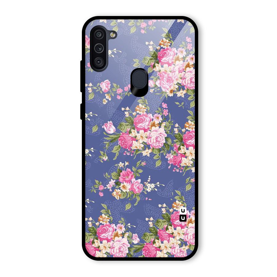 Purple Pink Floral Glass Back Case for Galaxy M11