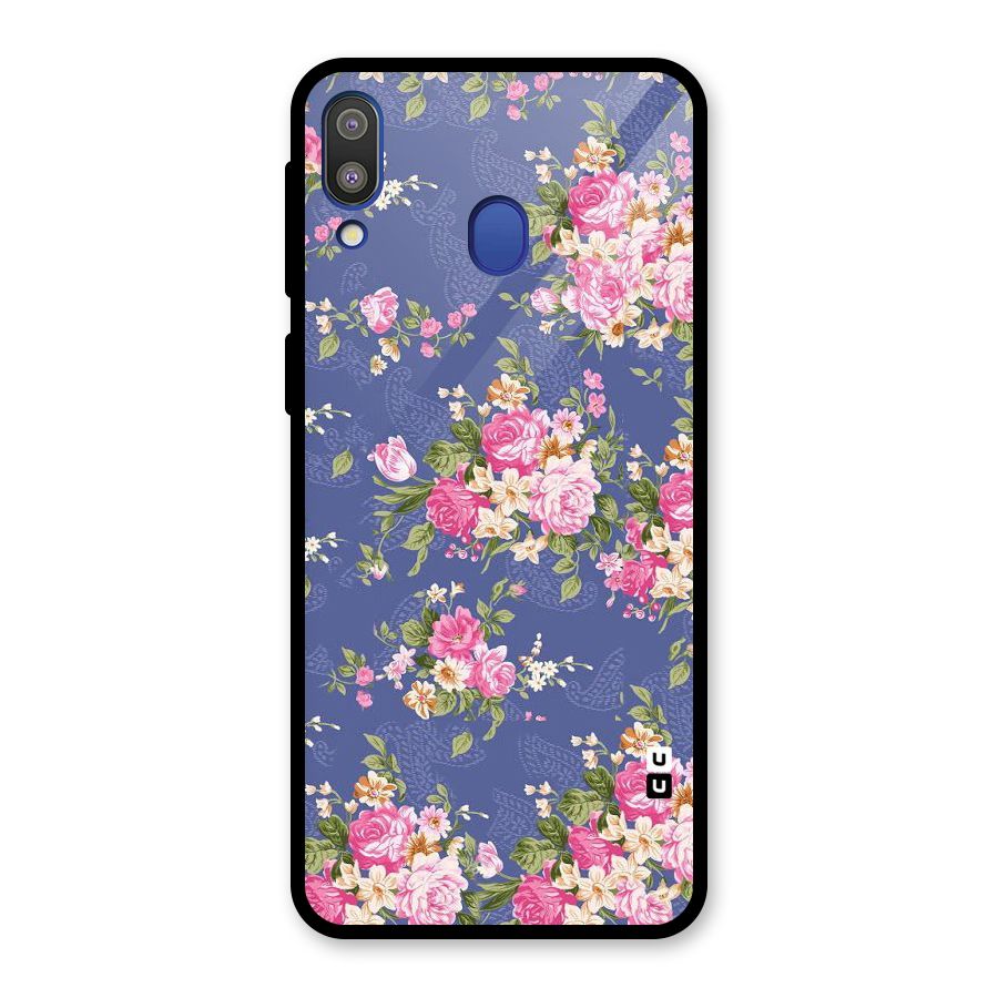 Purple Pink Floral Glass Back Case for Galaxy M20