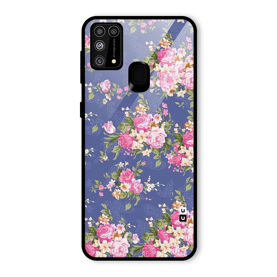 Purple Pink Floral Glass Back Case for Galaxy M31