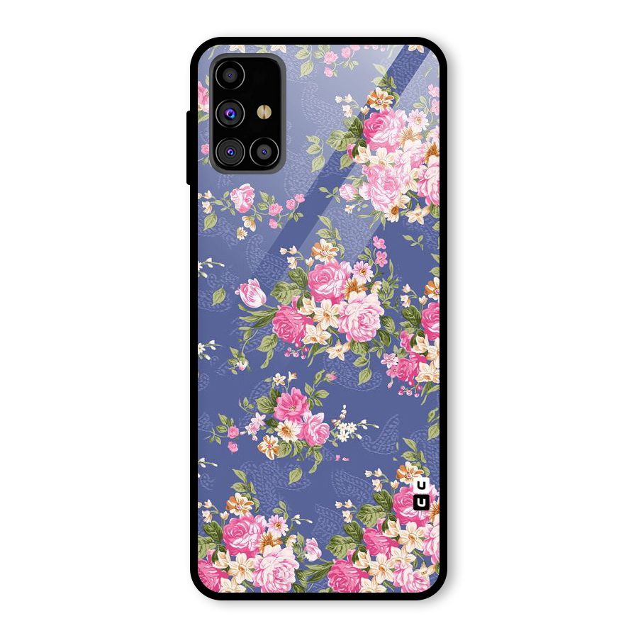 Purple Pink Floral Glass Back Case for Galaxy M31s