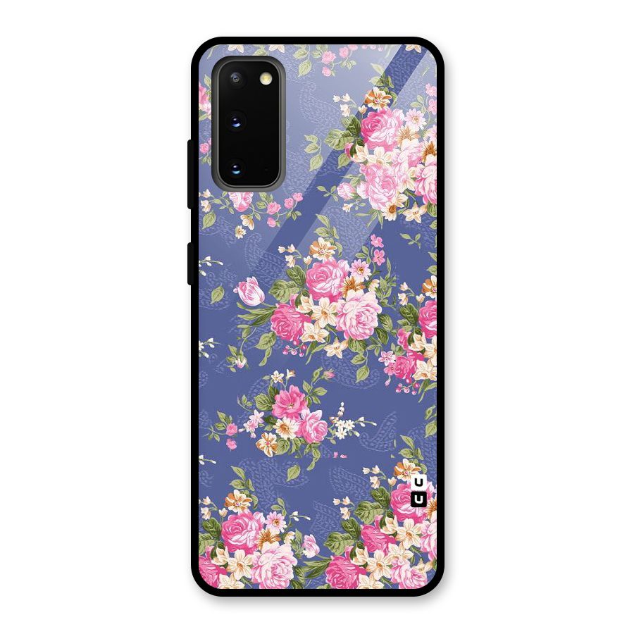 Purple Pink Floral Glass Back Case for Galaxy S20