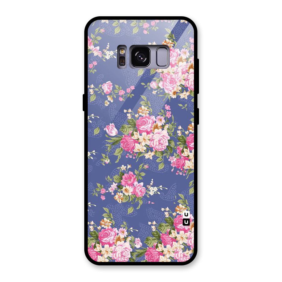 Purple Pink Floral Glass Back Case for Galaxy S8