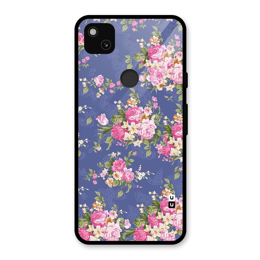 Purple Pink Floral Glass Back Case for Google Pixel 4a