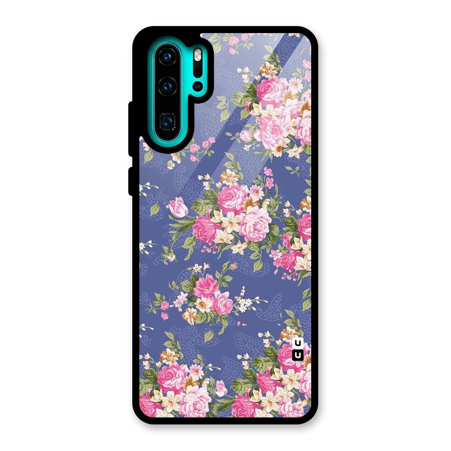 Purple Pink Floral Glass Back Case for Huawei P30 Pro