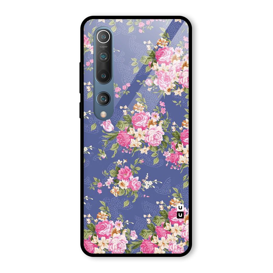 Purple Pink Floral Glass Back Case for Mi 10