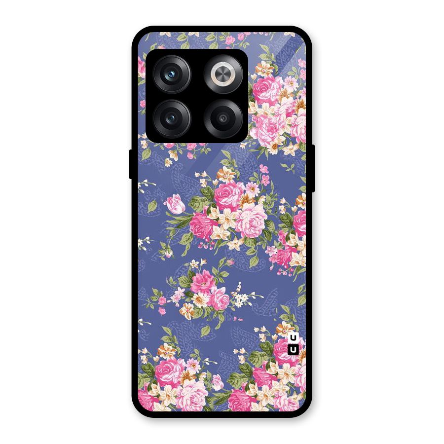 Purple Pink Floral Glass Back Case for OnePlus 10T