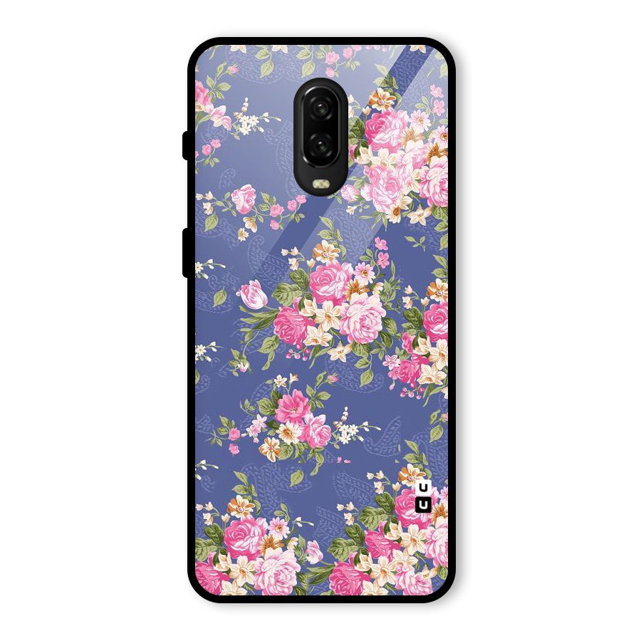 Purple Pink Floral Glass Back Case for OnePlus 6T