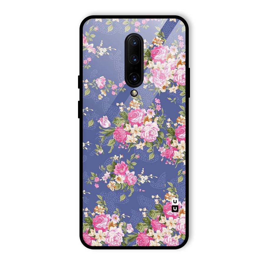 Purple Pink Floral Glass Back Case for OnePlus 7 Pro