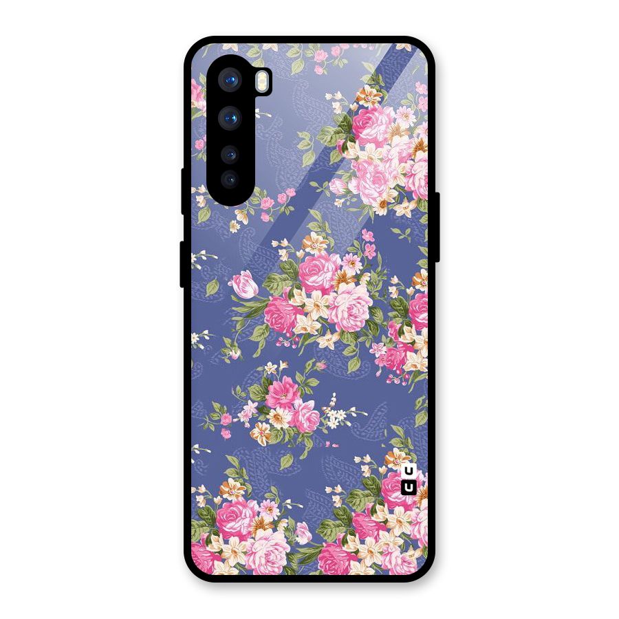 Purple Pink Floral Glass Back Case for OnePlus Nord