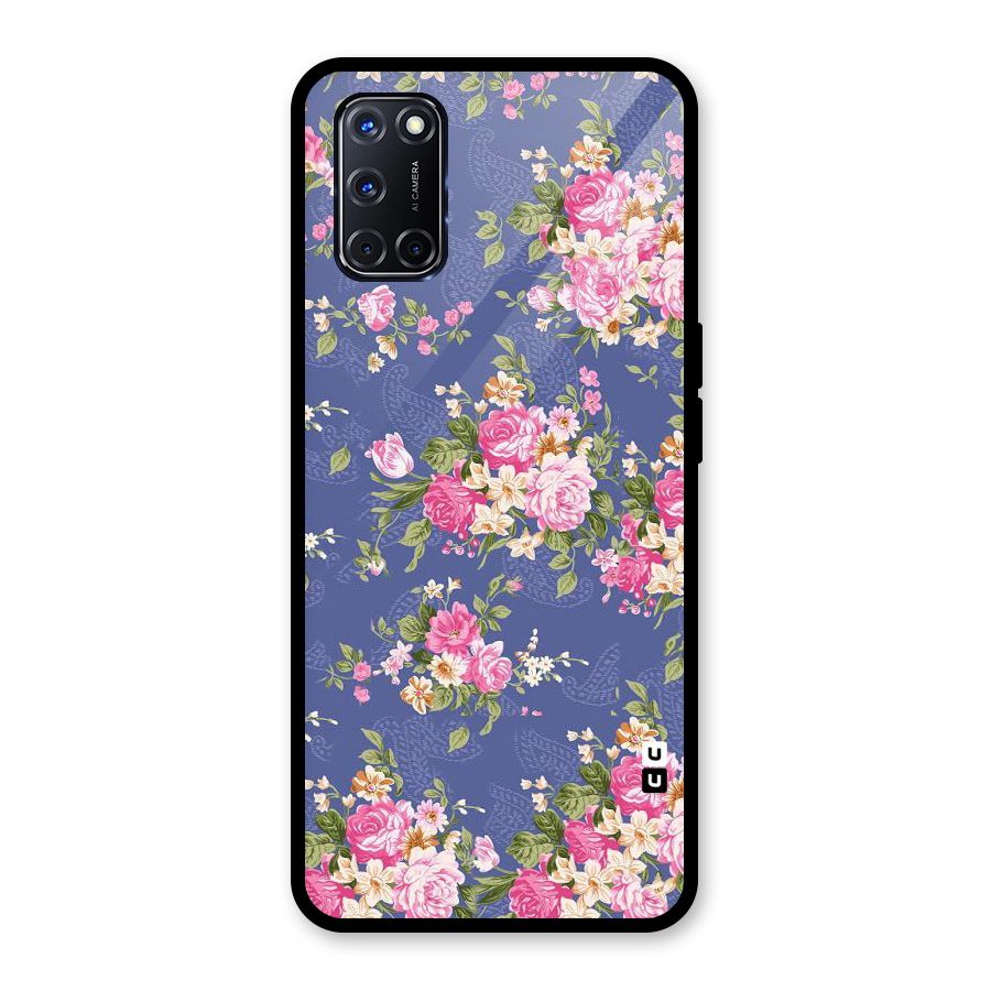 Purple Pink Floral Glass Back Case for Oppo A52