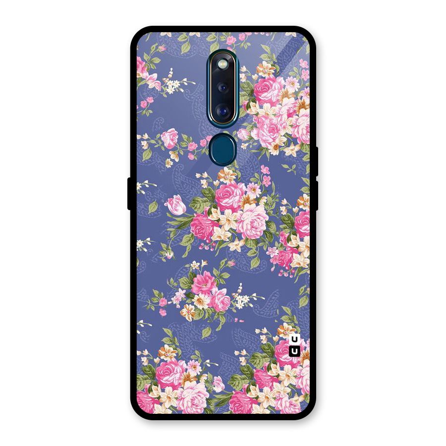 Purple Pink Floral Glass Back Case for Oppo F11 Pro