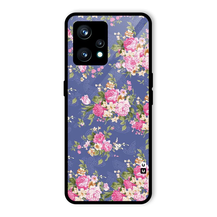 Purple Pink Floral Glass Back Case for Realme 9 Pro Plus 5G