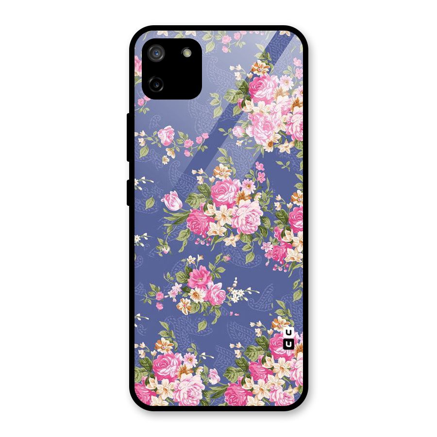 Purple Pink Floral Glass Back Case for Realme C11