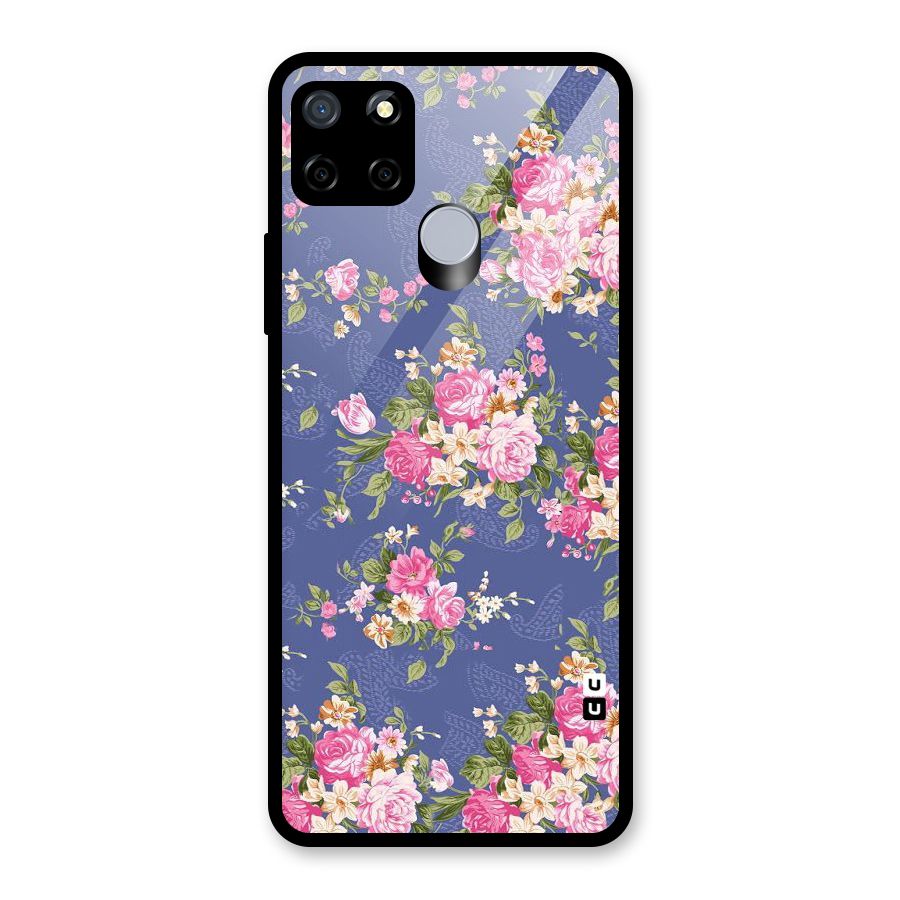 Purple Pink Floral Glass Back Case for Realme C12