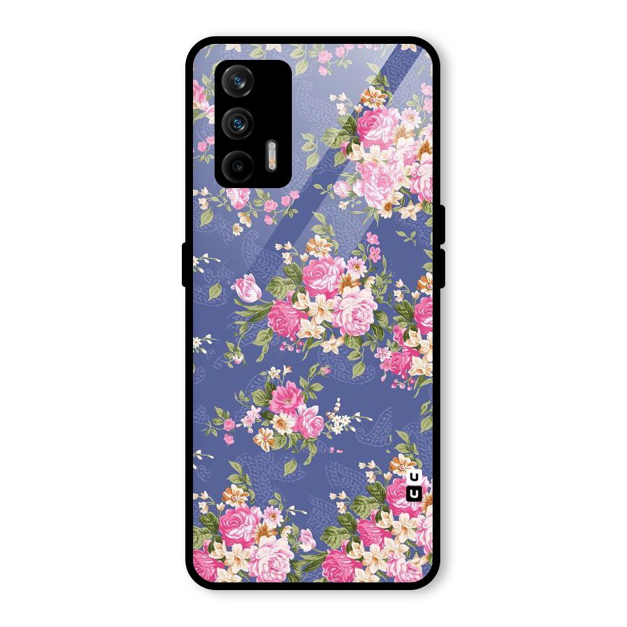 Purple Pink Floral Glass Back Case for Realme GT 5G