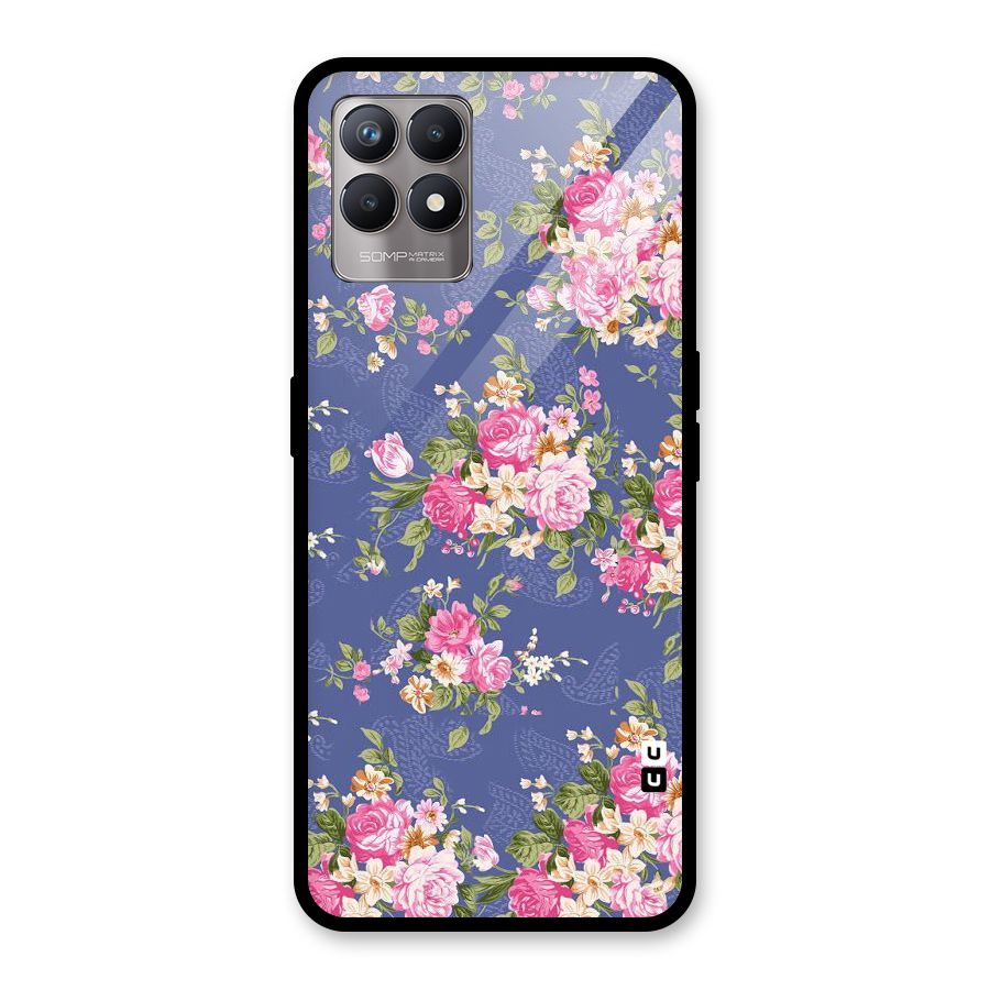 Purple Pink Floral Glass Back Case for Realme Narzo 50
