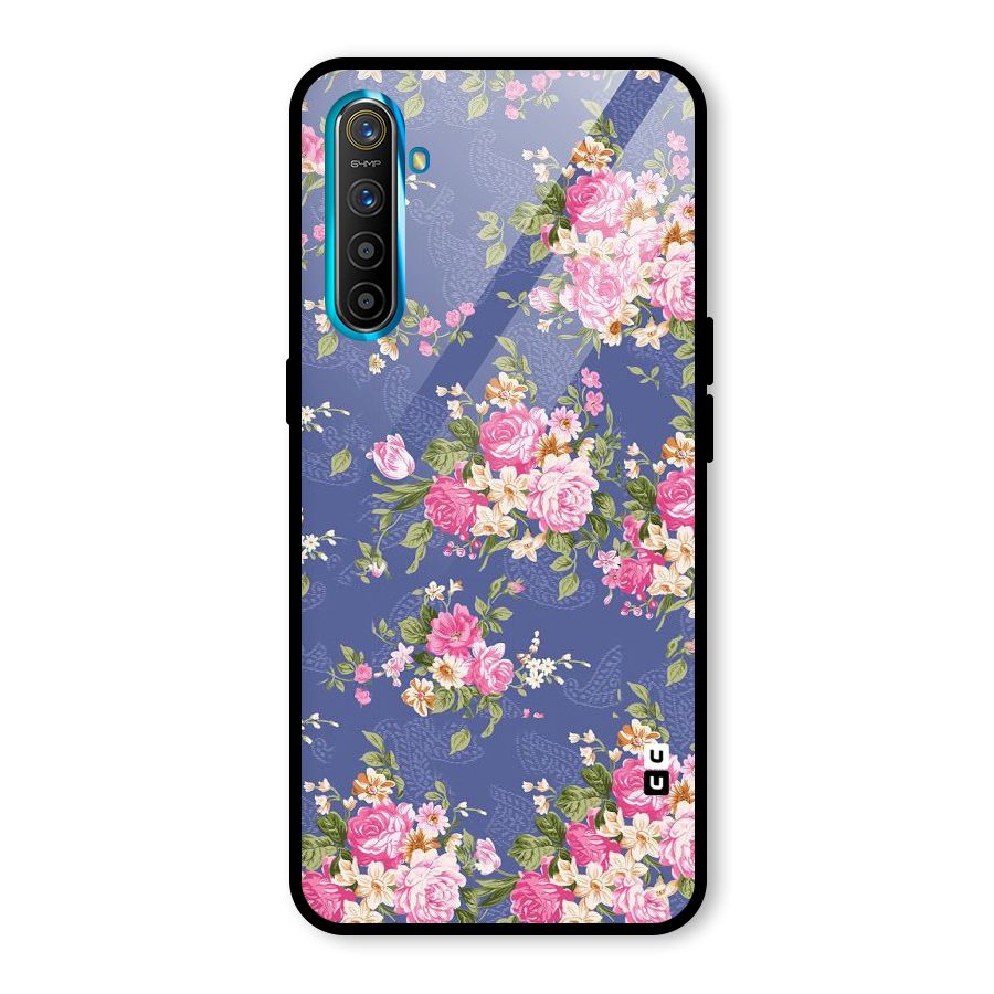 Purple Pink Floral Glass Back Case for Realme X2