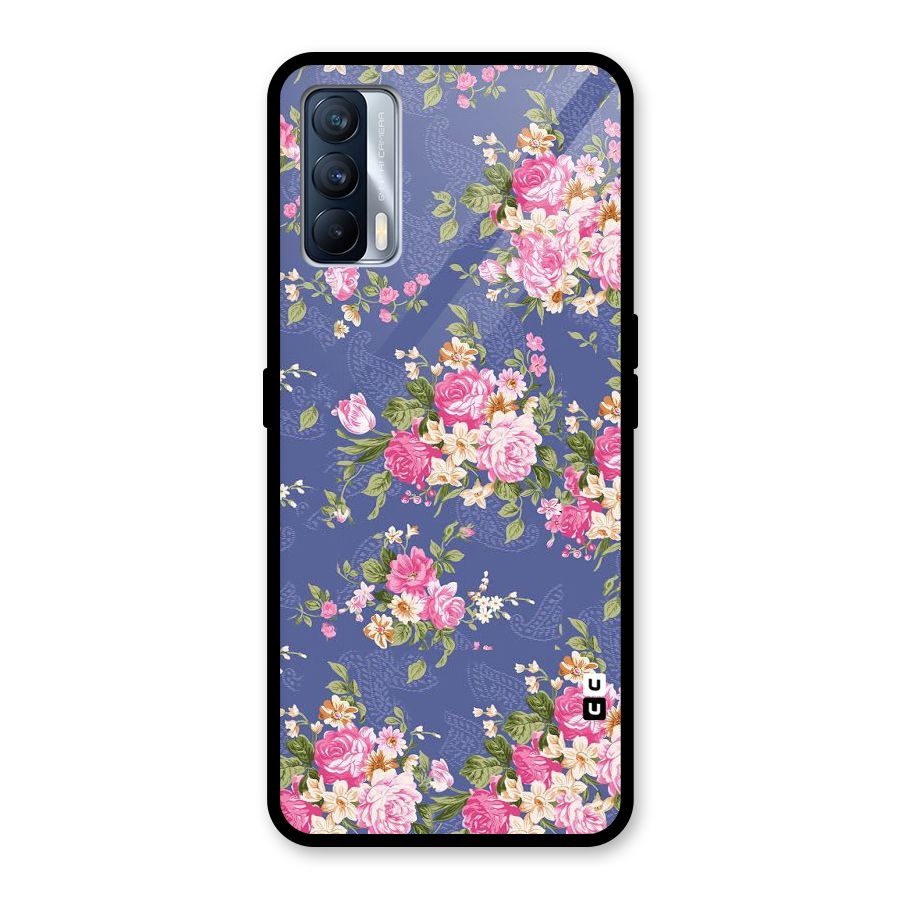 Purple Pink Floral Glass Back Case for Realme X7