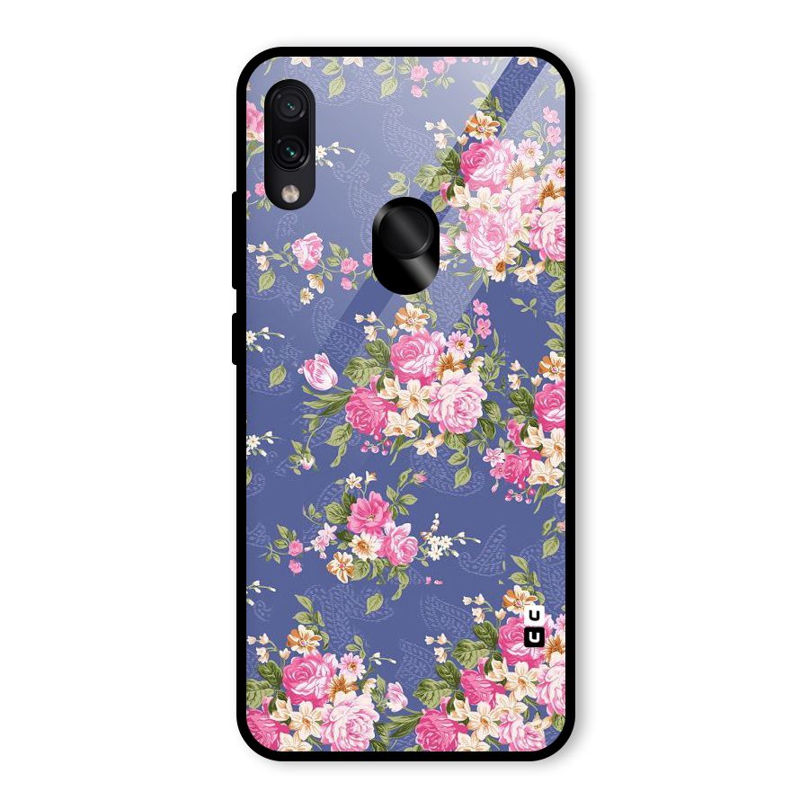 Purple Pink Floral Glass Back Case for Redmi Note 7S