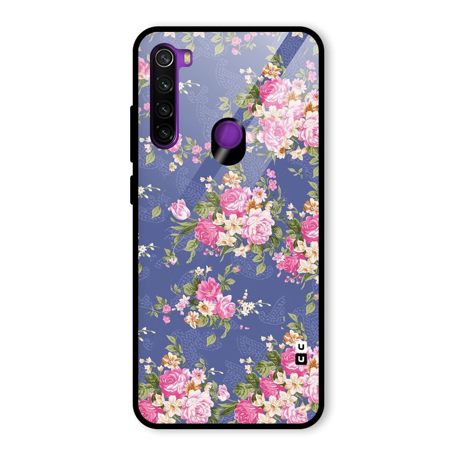 Purple Pink Floral Glass Back Case for Redmi Note 8