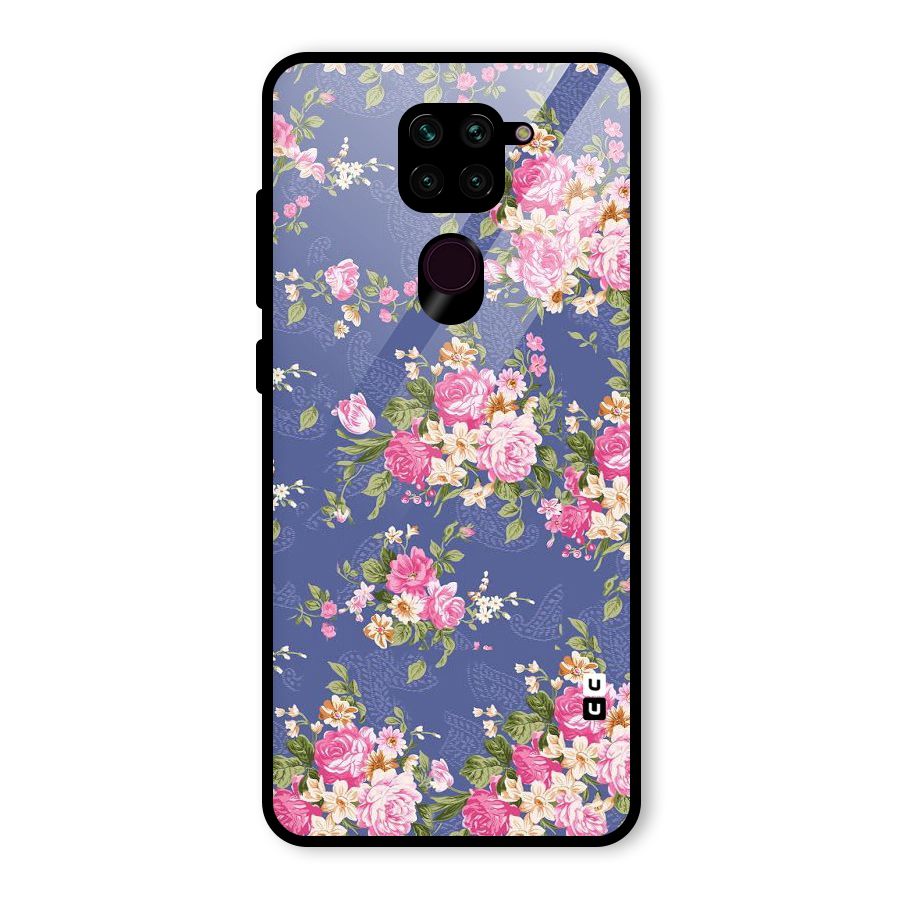 Purple Pink Floral Glass Back Case for Redmi Note 9