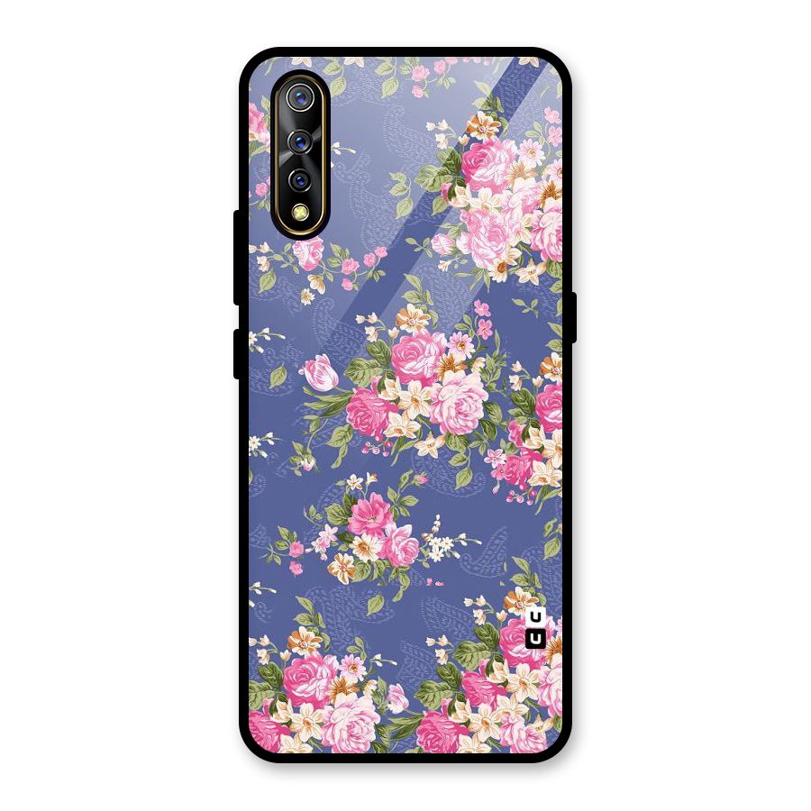 Purple Pink Floral Glass Back Case for Vivo S1