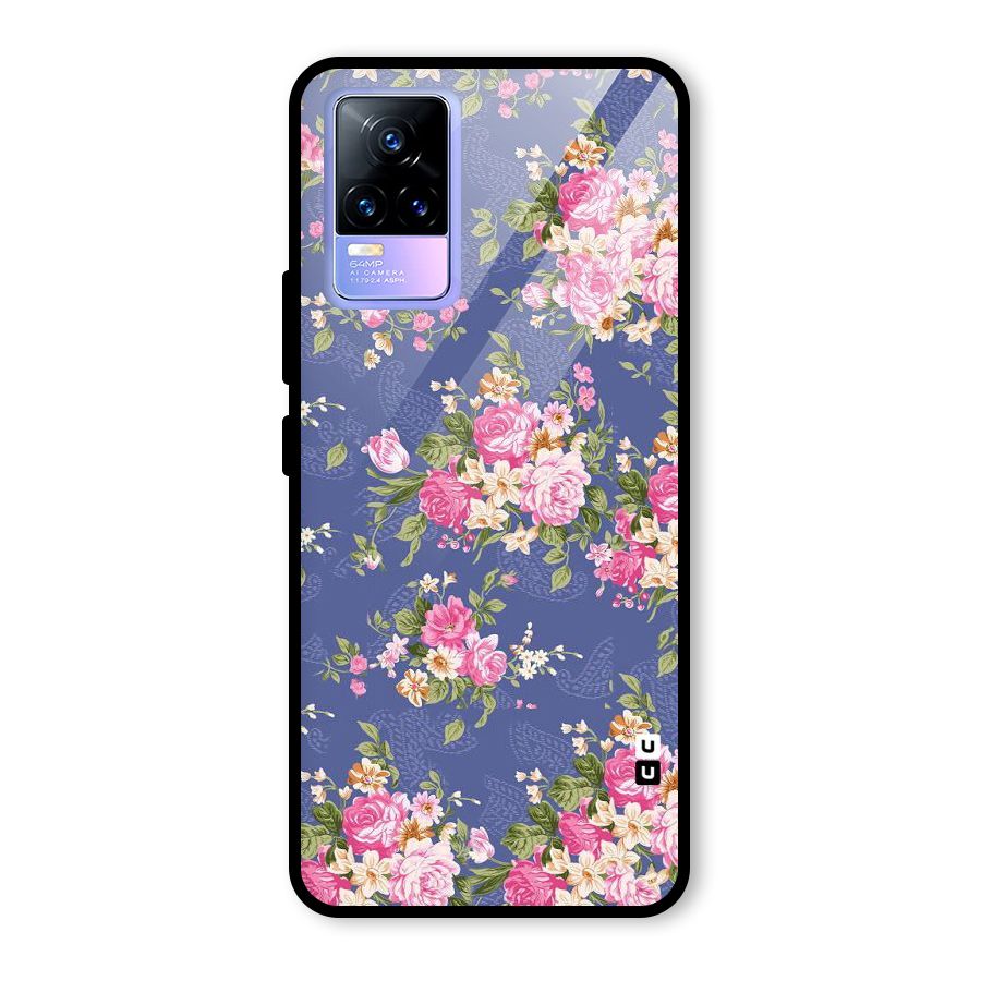 Purple Pink Floral Glass Back Case for Vivo Y73