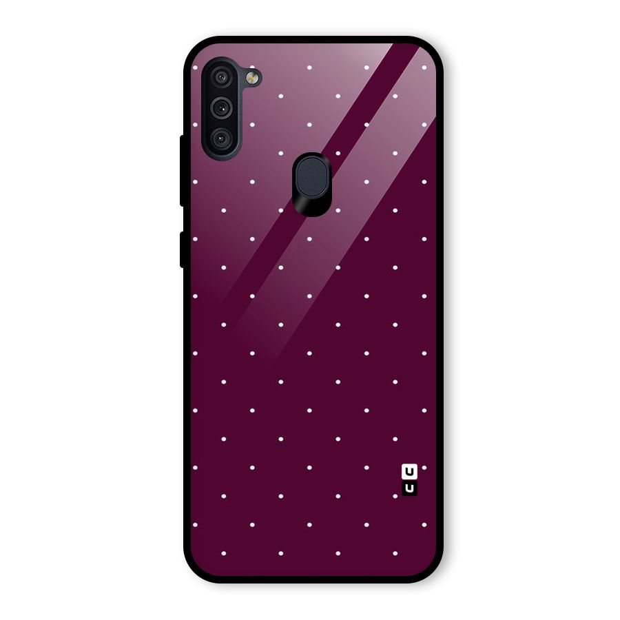 Purple Polka Glass Back Case for Galaxy M11